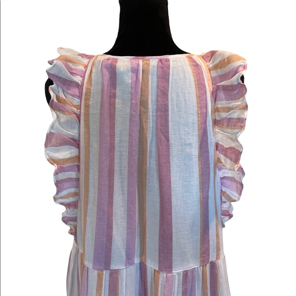 Vero Moda pullover cotton linen blend cap sleeve tiered ruffle dress size large - Picture 9 of 16